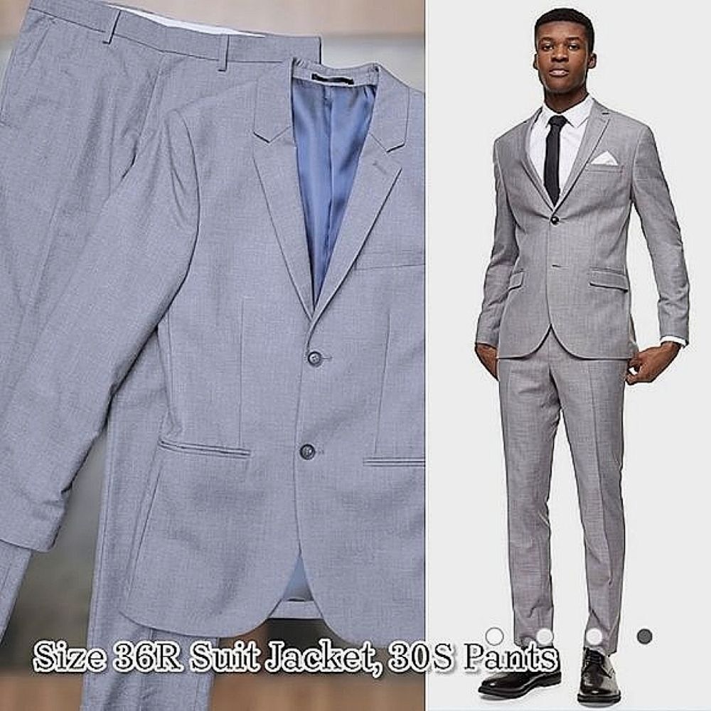 Topman Light Grey Skinny Suit 36r / 30s
